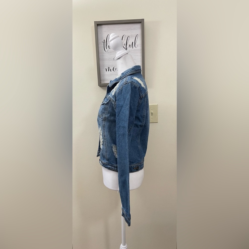 Highway Women’s Jean Denim Distressed Jacket Short Sz Small. - Picture 5 of 16